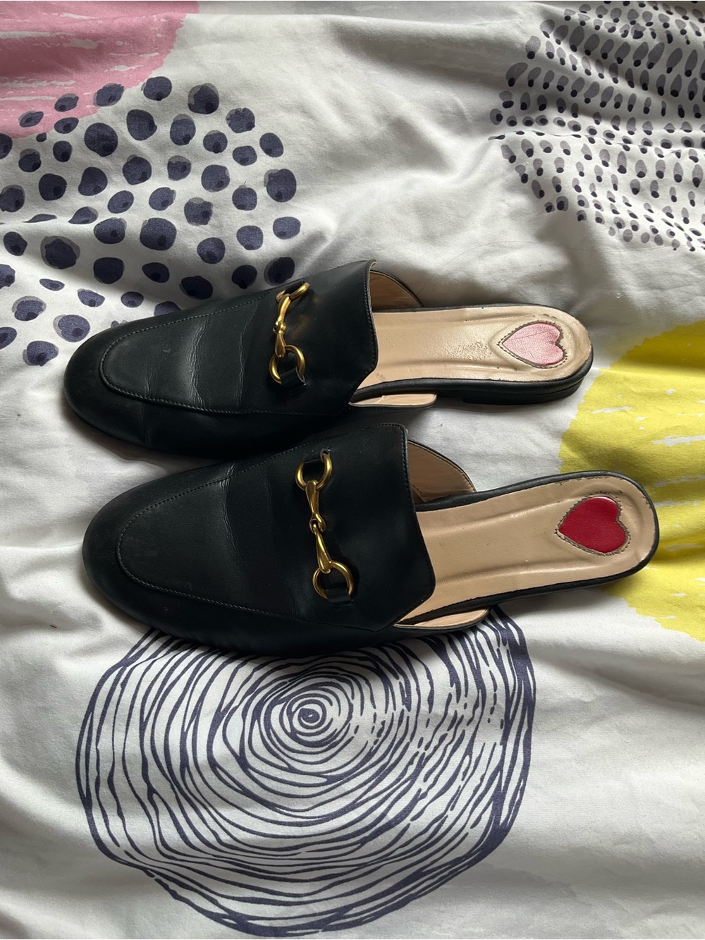 Black Slip-On Leather Loafer Mules USED